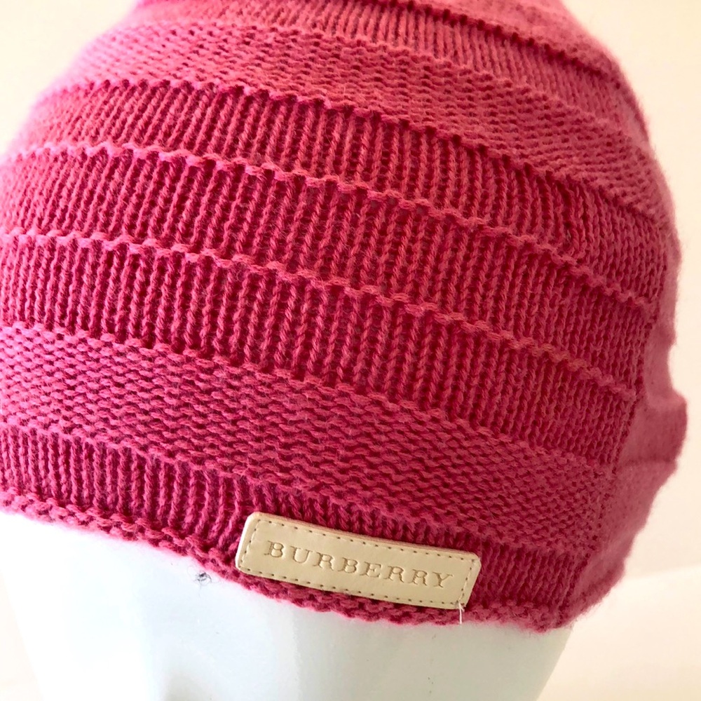 BURBERRY Pink 50%Cotton  50%Cashmere knit Beanie Hat